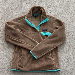 Patagonia Tan Fleece with Teal Trim